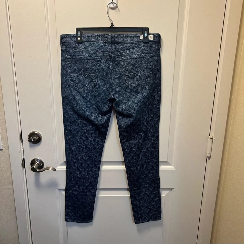 AG Adriano Goldschmied the Legging Ankle Jeans 31 R Super Skinny Scallop Print